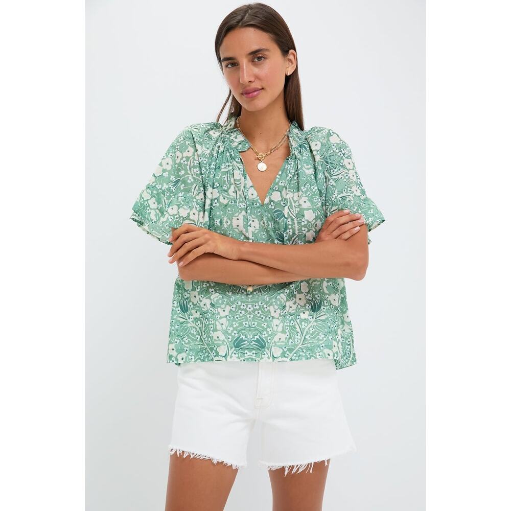 TUCKERNUCK BEACH Misty Jade Blossom Cassis Top Size L NWT